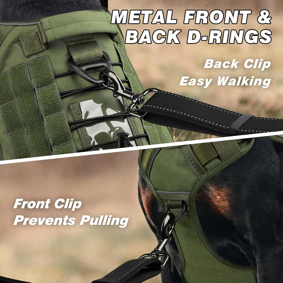 Correa para perro y arnés táctico para perro, juego reflectante resistente para entrenamiento de caminar