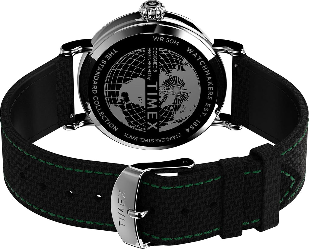 Reloj analógico para hombre Timex Standard de 3 agujas 40 mm | Luz INDIGLO y agujas luminiscentes | Correa ajustable y resistente | Resistencia al agua 50M