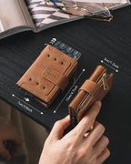 VULKIT - Cartera para hombre con protección RFID con cadena, color marrón