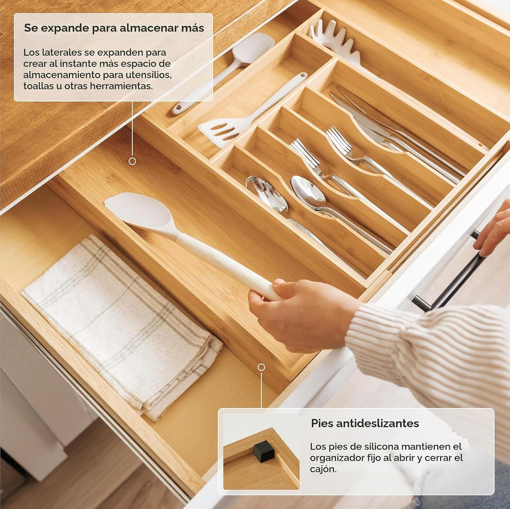 Organizador de cajones de cubiertos y utensilios