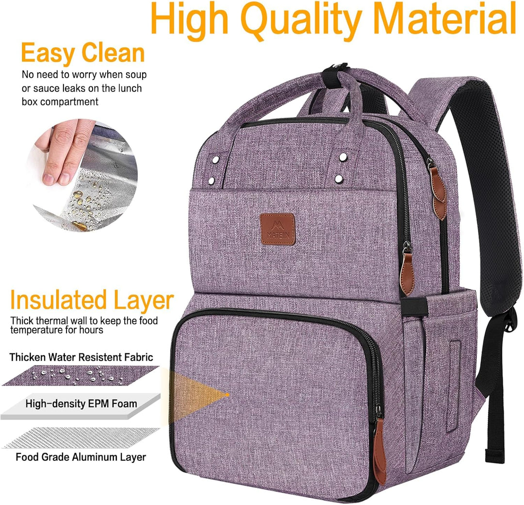 MATEIN - Mochila para mujer con compartimento para almuerzo, mochil...