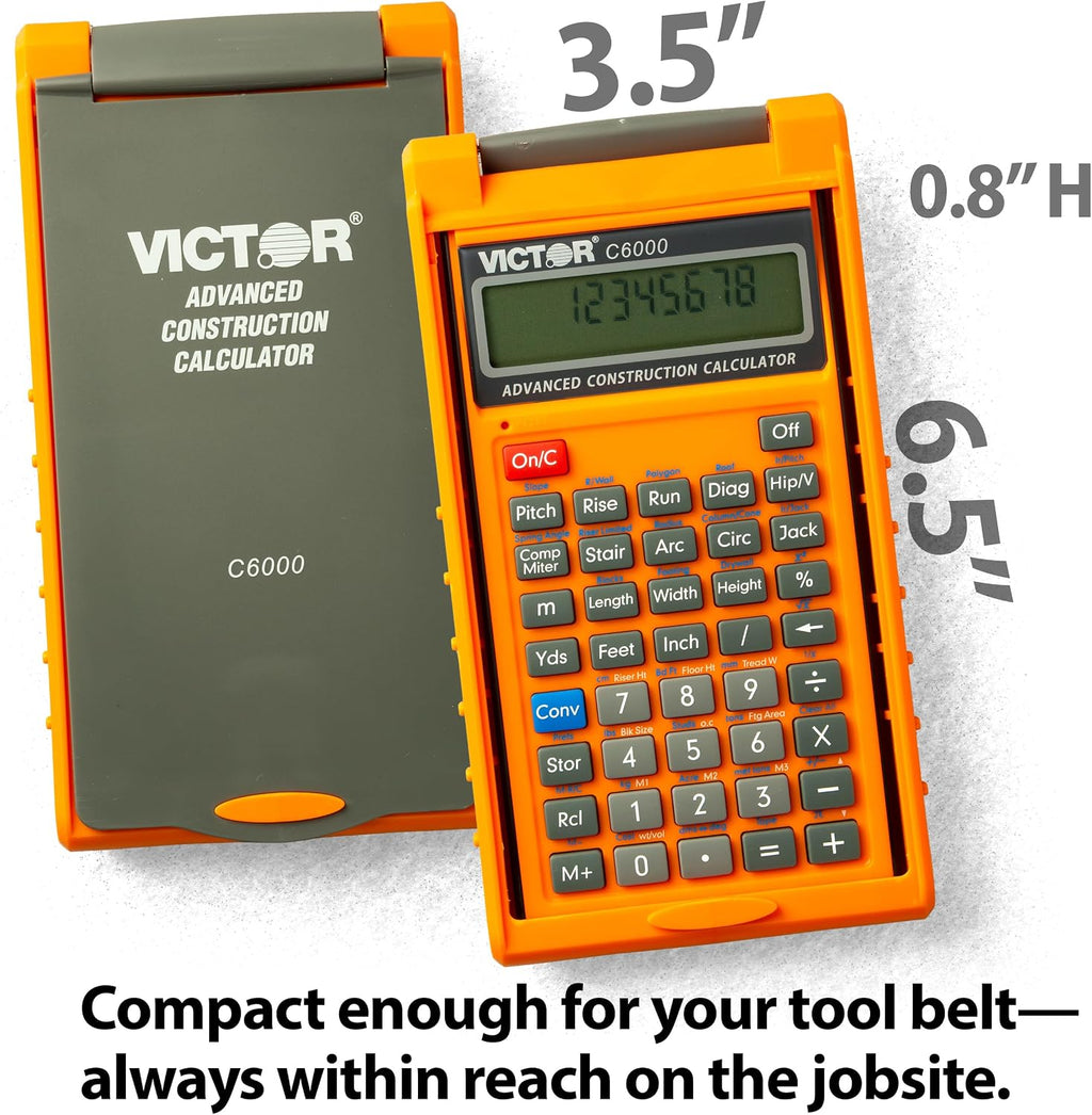 Victor Calculadora de Construcción Avanzada C6000 con Estuche Protector Muestra en Formas Fraccionarias o Dimensionales Perfecta para Carpinteros, Renovadores, Constructores, Contratistas, Estimadores