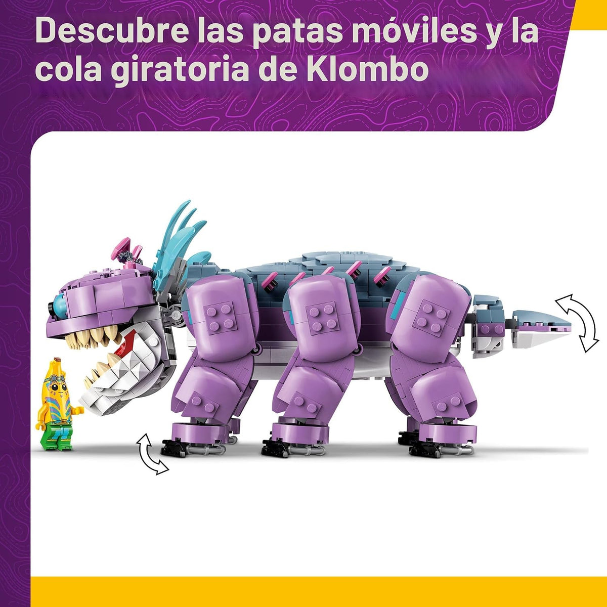 LEGO Fortnite Klombo Kids Toy - Figura de acción Fortnite con minifiguras Peely y Oro - Juguete de construcción y juego de rol para niñas y niños de 10 años en adelante - Idea de regalo para