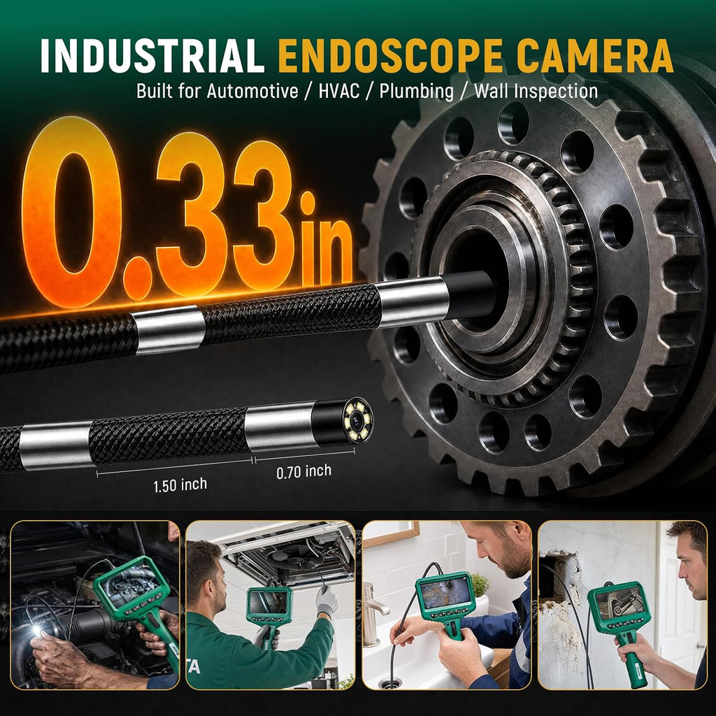 SATA Cámara articulada de boroscopio con luz, endoscopio bidireccional de