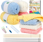 Aeelike Kit de Tejido para Principiantes Adultos, Set Fácil de Tejer Paños de Cocina, Color B