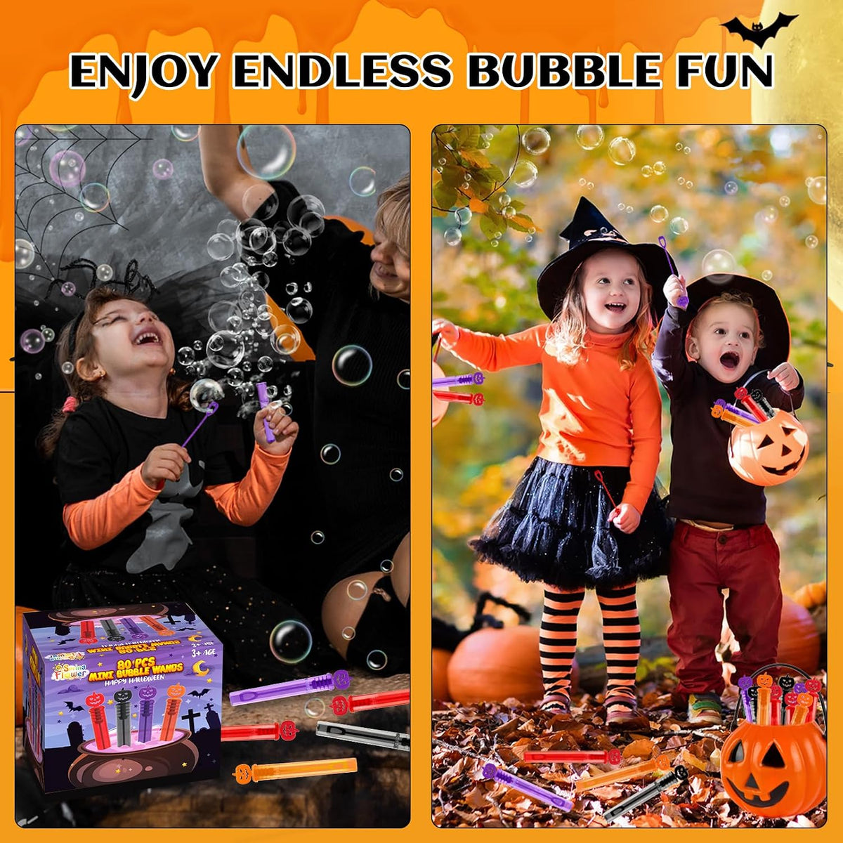 80 piezas de recuerdos de fiesta de Halloween para niños, mini varitas de