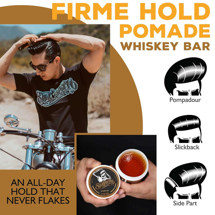 Suavecito Pomade Firme (Strong) Hold Whisky Bar Scent 4 oz - Pomada...