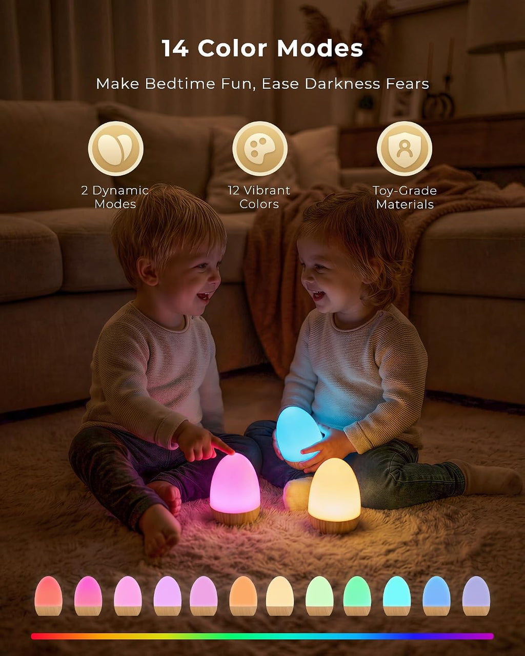 Lámpara Luz nocturna para guardería del bebé, luz táctil recargable con 17 modos de color, luz nocturna de bebé regulable continua para lactancia materna y dormitorio de los niños (Haya-1P)