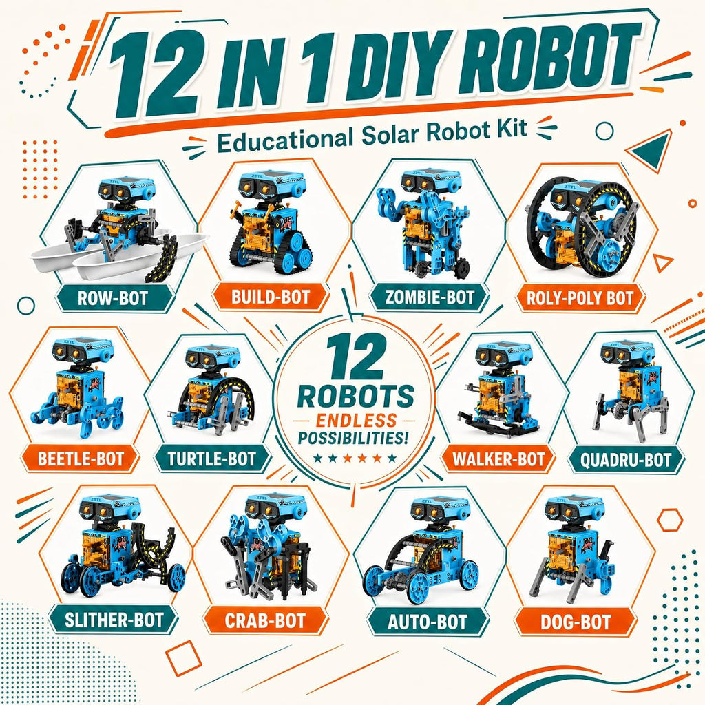 STEM - Juguetes de robots de energía solar para niños de 8 a 12 años, kit educativo de experimentos de ciencia de construcción 12 en 1 para niños, regalos de cumpleaños para niños de 8, 9, 10, 11, 12, 13 años, niños y niñas y adolescentes