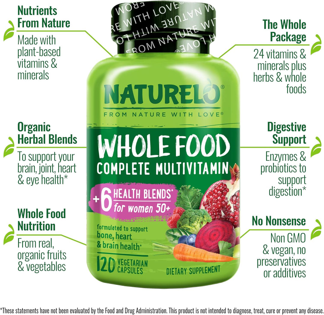 NATURELO Multivitamínico de alimentos integrales para mujeres mayor...