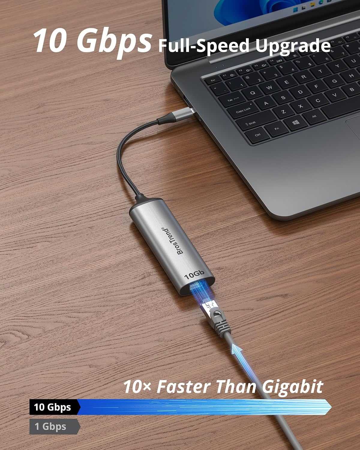 BrosTrend Adaptador USB C a Ethernet de 10 Gb para laptop, MacBook, PC