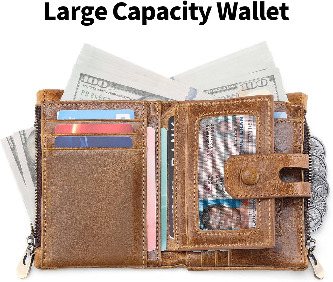 FALAN MULE Billetera para hombres de gran capacidad de cuero genuin...