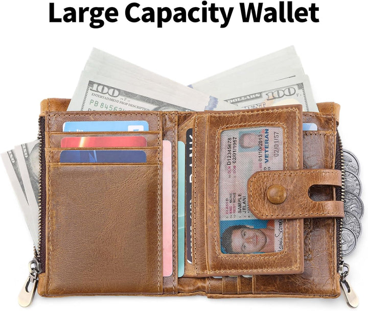 FALAN MULE Billetera para hombres de gran capacidad de cuero genuin...