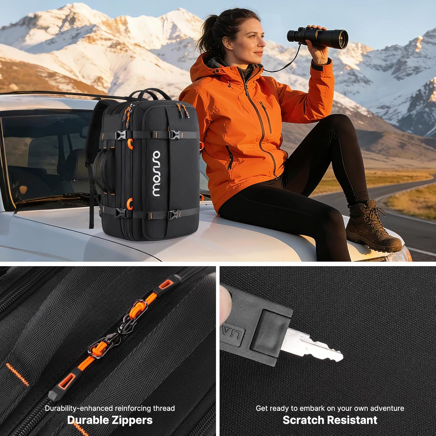 MOSISO Mochila de viaje de 40 L para hombre, mochila grande con pue...