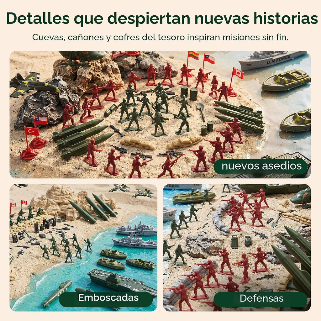 3 otters Set de 360 FIGURAS de Soldados, Figuras de Acción Militares con Portaaviones