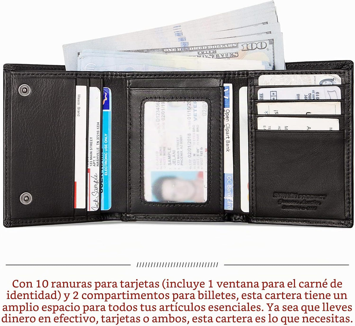 Cartera E01, Negro, Moda