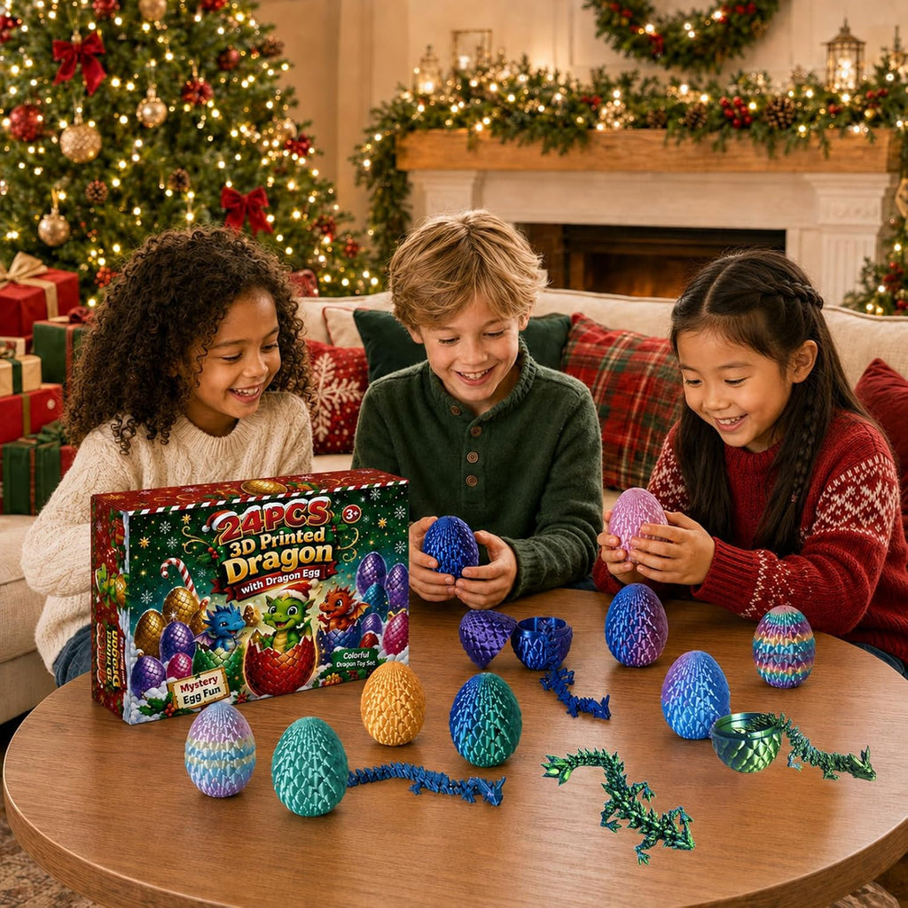 EIMONEY 24 huevos de dragón impresos en 3D con dragón en el interior, diseño de dragón movible realista, dragón impreso en 3D, juego de juguetes de dragón, animales coleccionables en 3D para adultos y