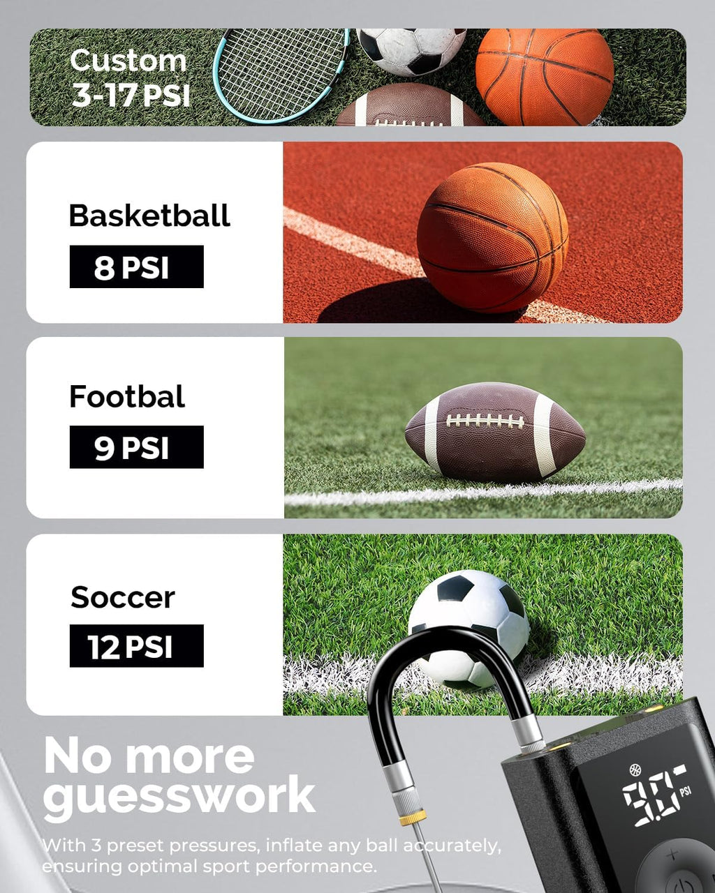 ETENWOLF Bomba de bola P300 Plus, bomba de baloncesto eléctrica para inflar y desinflar, con batería recargable de 3200 mAh, bomba de aire para todas las pelotas deportivas