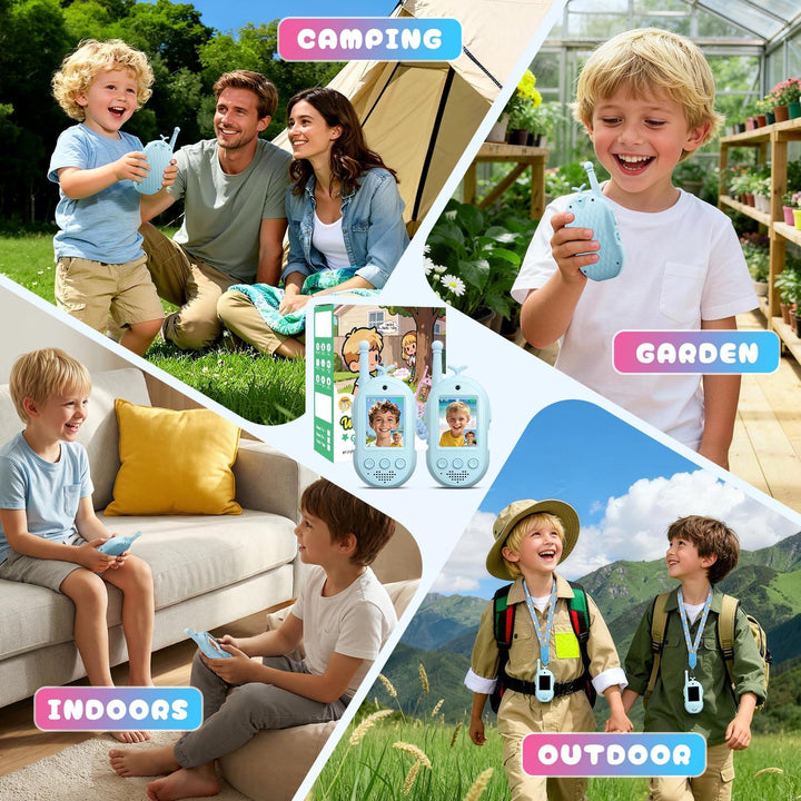 Walkie Talkies de video mejorados para niños, paquete de 2 unidades...