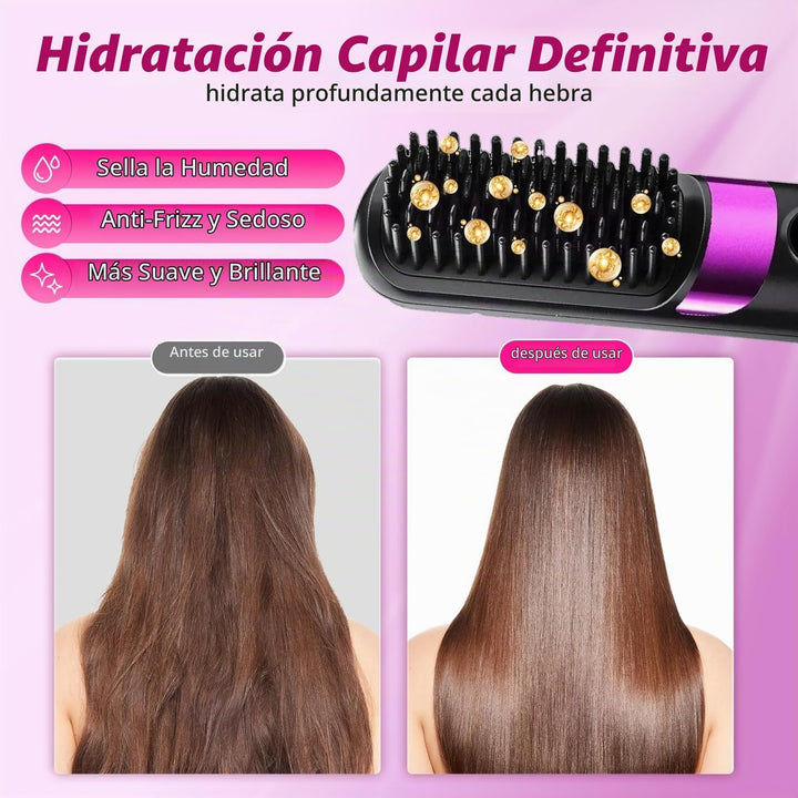 Go Brush Pro - Cepillo alisador de pelo inalámbrico, 3 en 1, cepill...