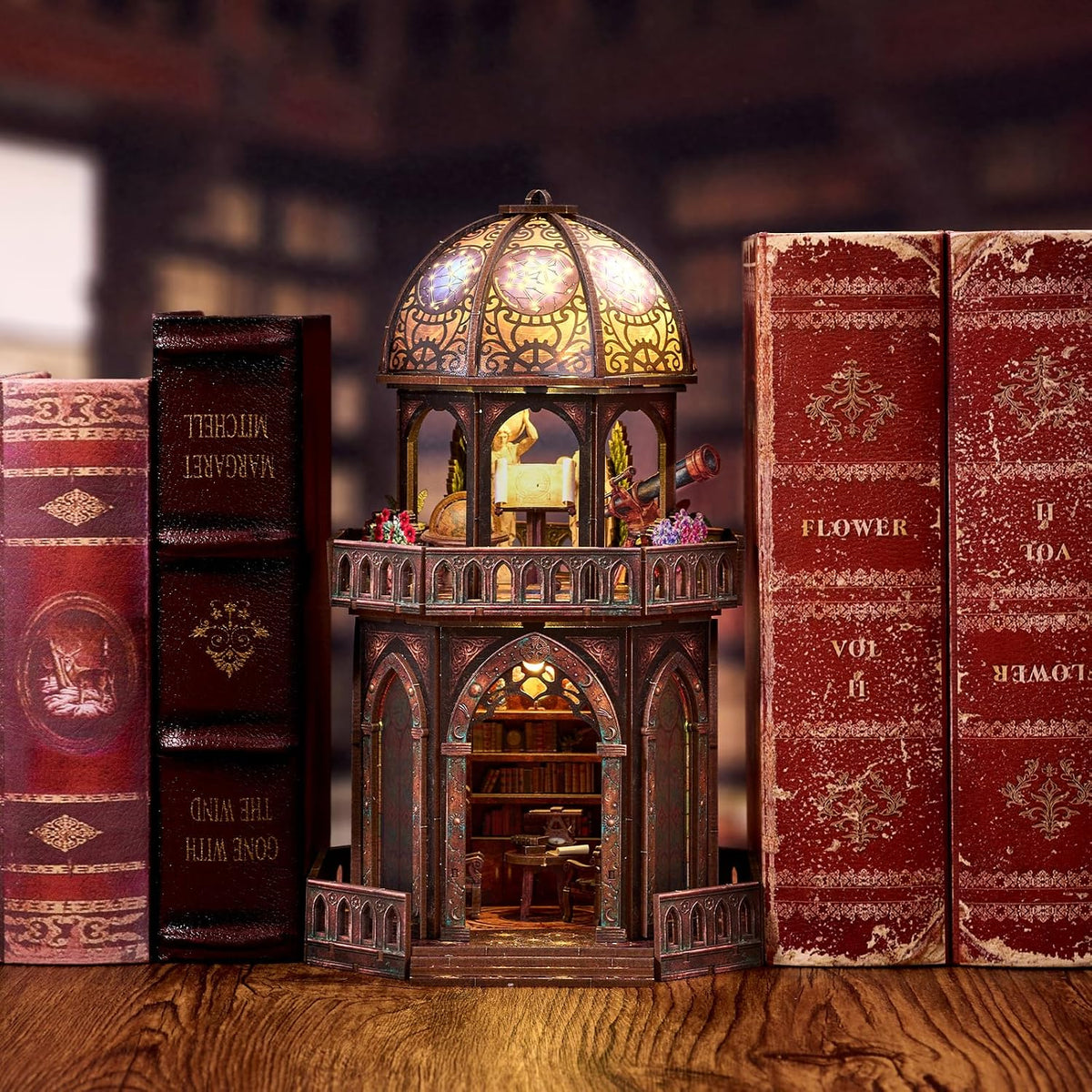 Kit de mini casa, casa de muñecas en miniatura para rincón de libros