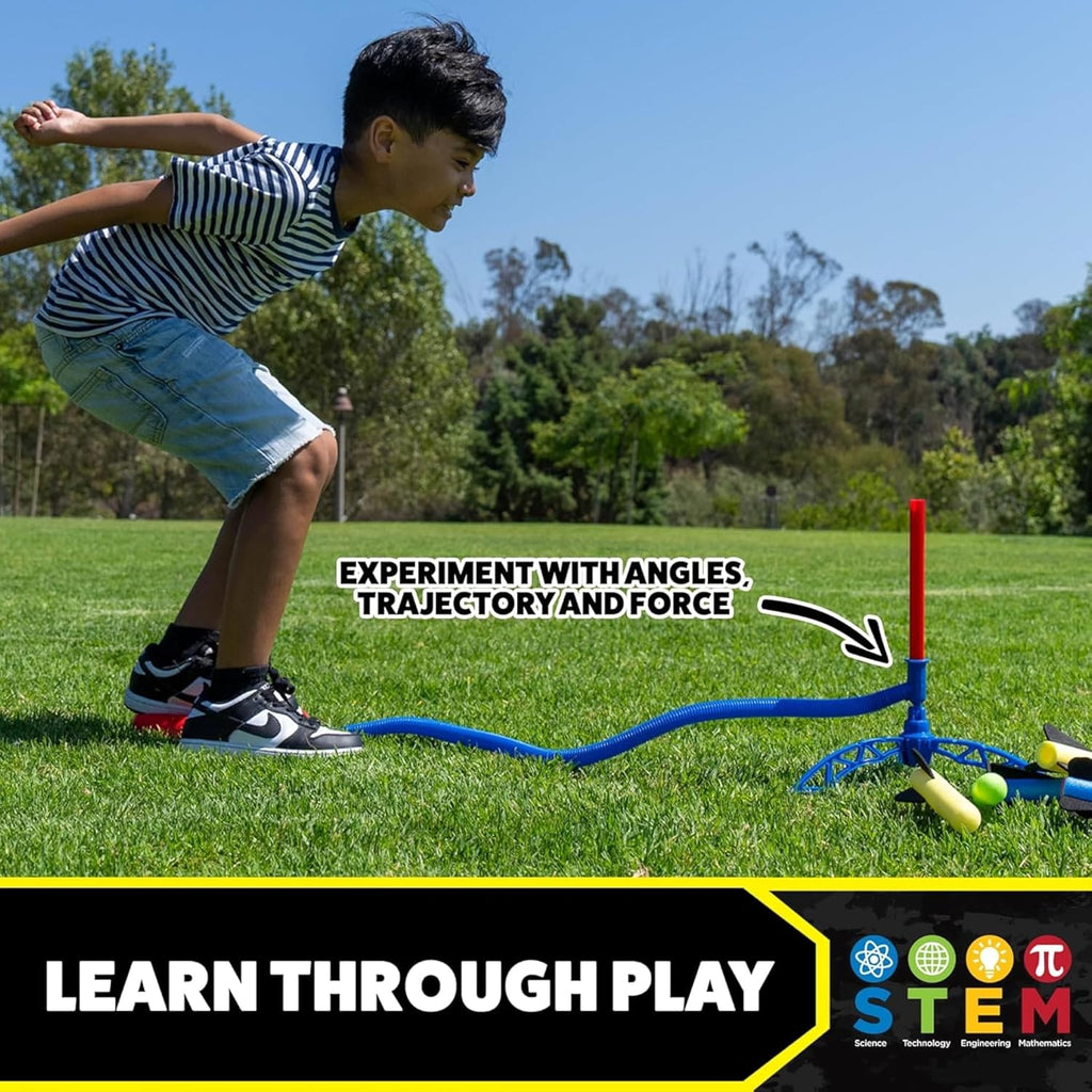 Stomp Rocket Jr Multi-Color Rocket Launcher para Kids, 8 Rockets