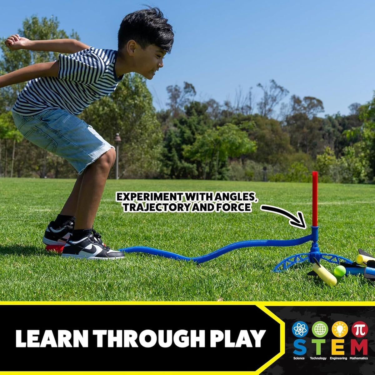 Stomp Rocket Jr Multi-Color Rocket Launcher para Kids, 8 Rockets