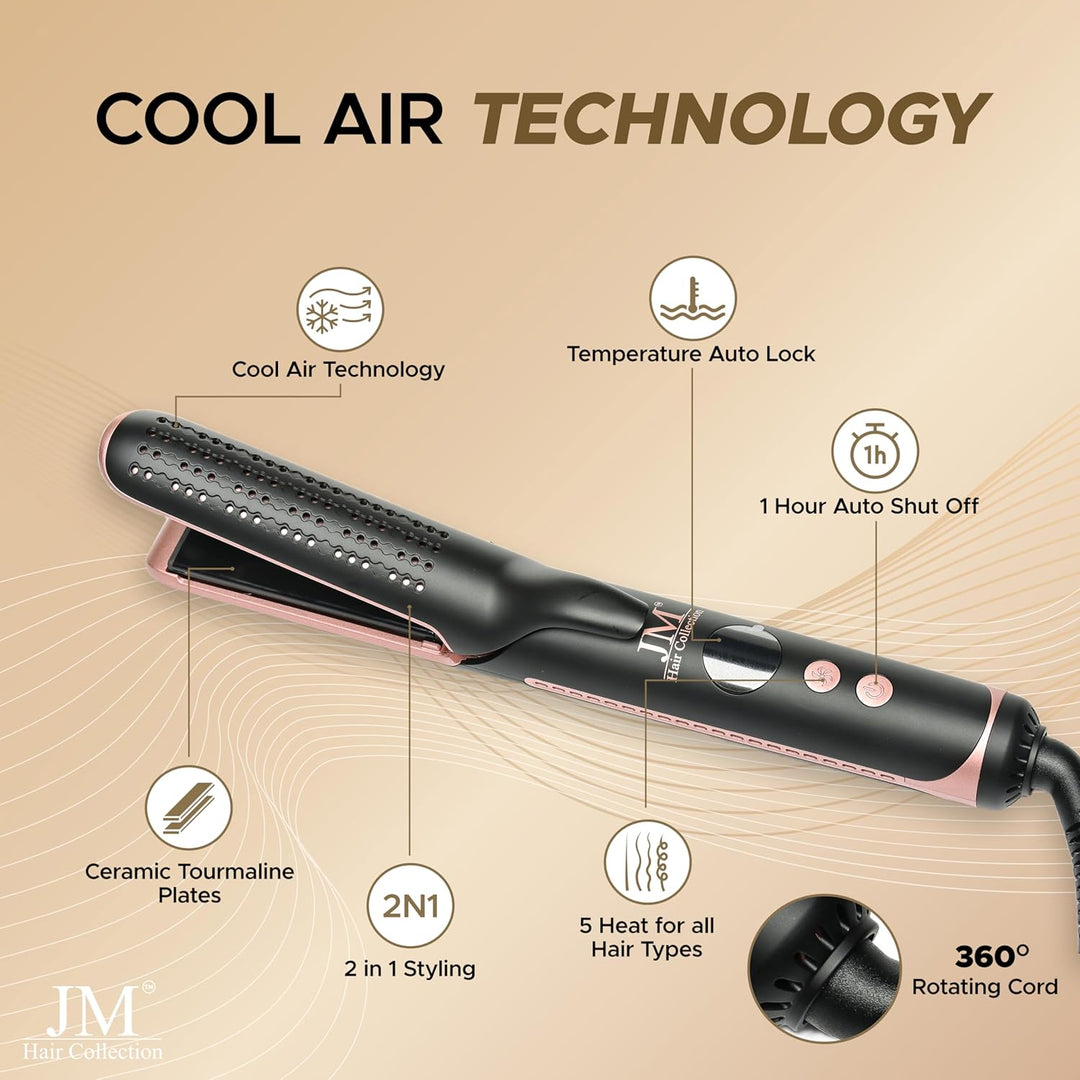Jm Hair Collection Duo Styler - Plancha de pelo y rizador 2 en 1 co...