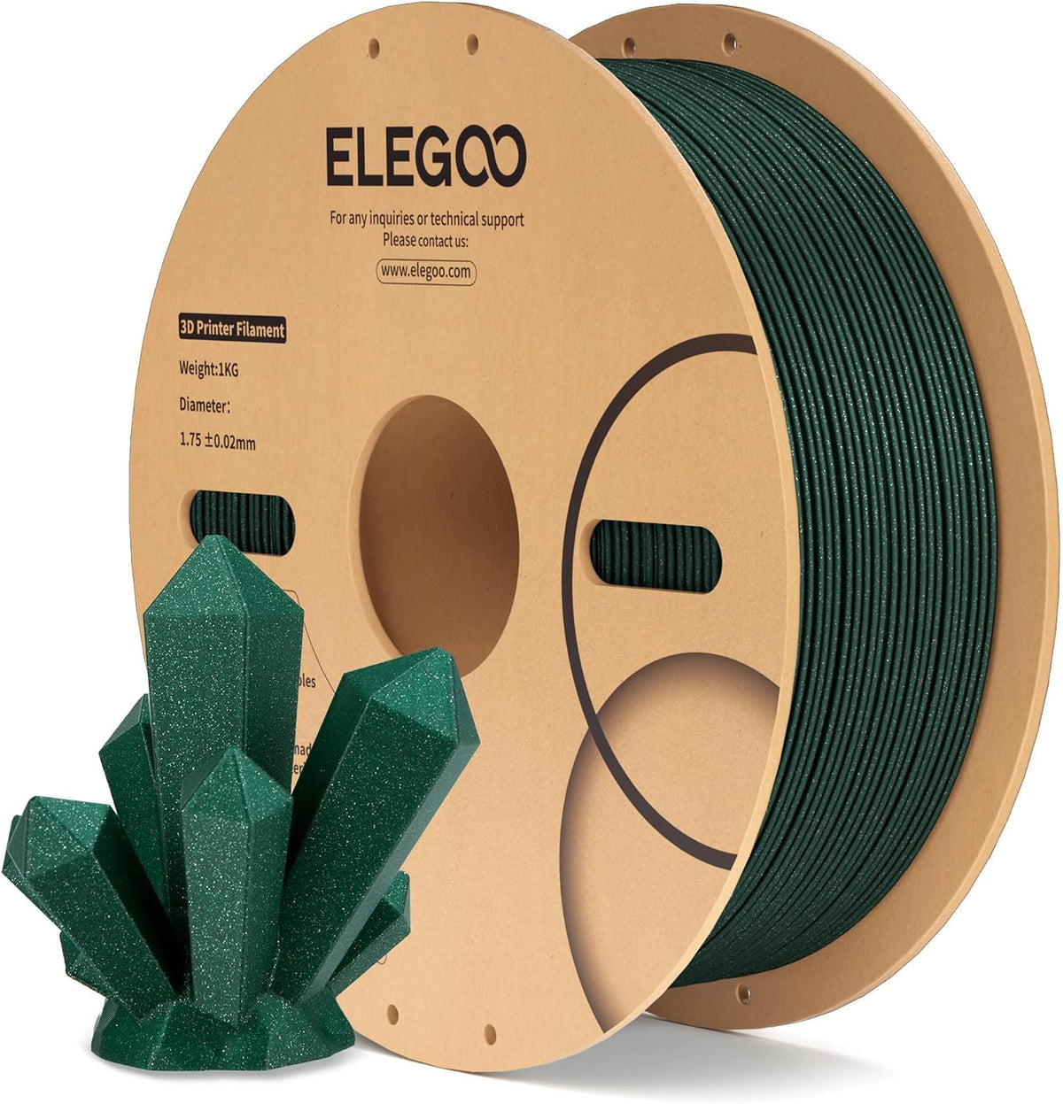 ELEGOO - Filamento PLA de 1.75 mm (4\/64 pulgadas), verde brillante...