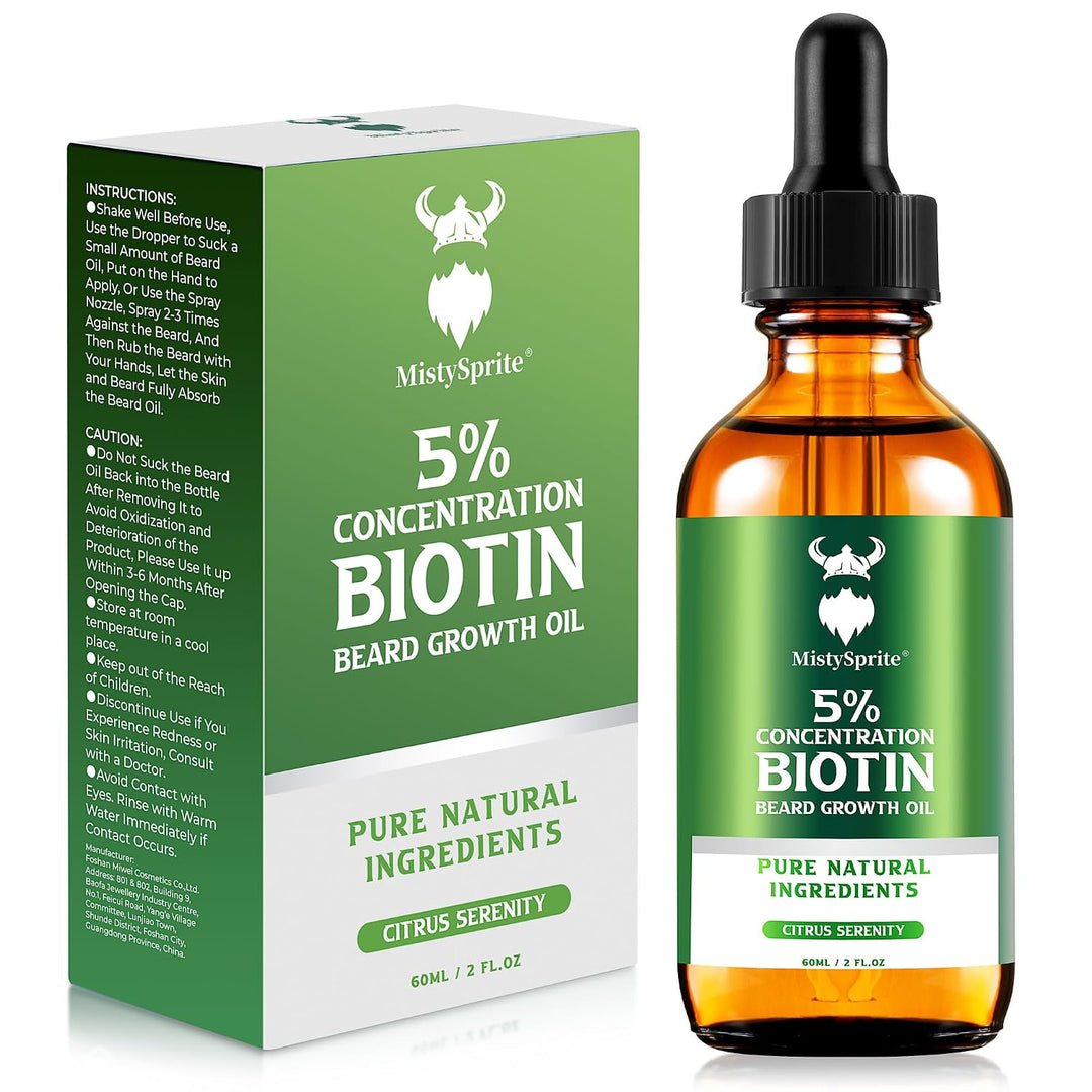 MistySprite Aceite de crecimiento de barba para hombre, 5% de bioti...