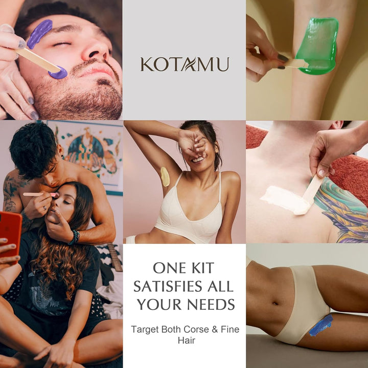 KOTAMU Kit de depilación: calentador de cera profesional para mujer...
