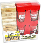 ArtCreativity Juegos de beber en torre para adultos, con 4 vasos y 60 bloques de madera con desafíos, divertidos juegos de fiesta para adultos para la noche de juegos, gran idea de regalo para todos