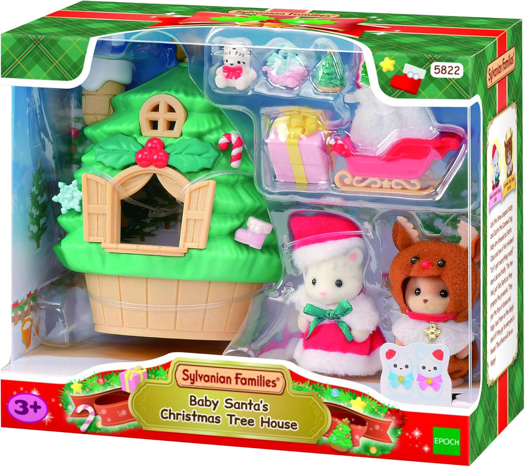 Sylvanian Families - 5822 Casa del árbol de Navidad de Papá Noel bebé - Juegos de casa de muñecas