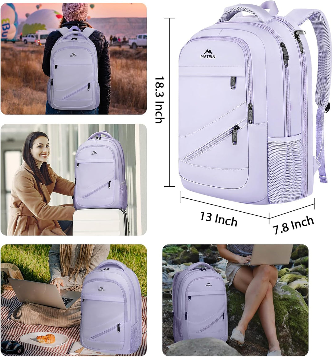 MATEIN Mochila grande para laptop de 17 pulgadas para mujer, mochil...