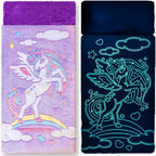 Saco de dormir de unicornio para niños: los sacos de dormir que brillan en la oscuridad son divertidos regalos de unicornio para niñas. Perfecto para fiestas de pijamas, camping, tapete de siesta de felpa para preescolar, con bolsillo para almohada, más