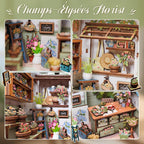 CUTEBEE Kit de rincón de libros - Kit de casa de muñecas en miniatura DIY para adultos y adolescentes, rompecabezas de madera 3D, estantería de casa pequeña Booknook, regalos para la familia (Florista