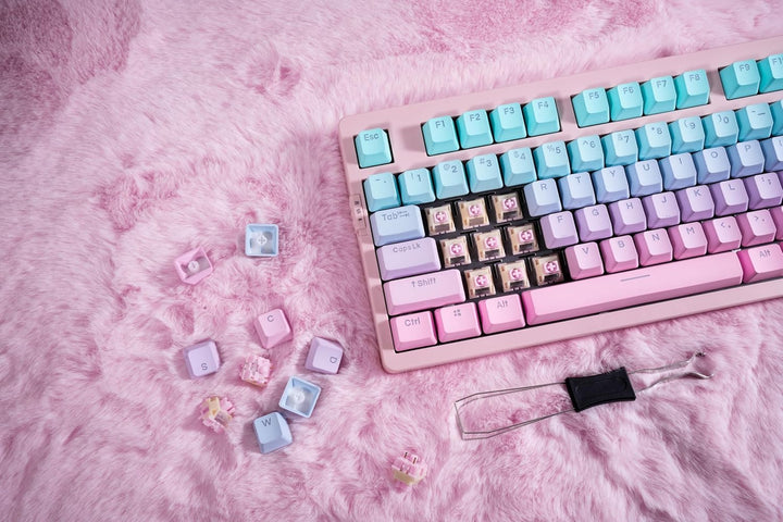 ZORNHER ZH980 Mechanical Keyboard,95% Pink &amp; Blue Creamy Keyboa...