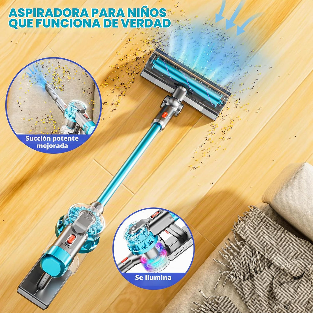 4-en-1 Kids Toy Vacuum Cleaner para Pretend Play (Cyan)