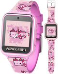 Minecraft - Reloj inteligente para niños, diseño de ajolote rosa, 10 caras de reloj, contador de pasos, cámara selfie, calculadora, juegos, grabadora de voz, alarma y temporizador, correas de silicona