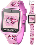 Minecraft - Reloj inteligente para niños, diseño de ajolote rosa, 10 caras de reloj, contador de pasos, cámara selfie, calculadora, juegos, grabadora de voz, alarma y temporizador, correas de silicona