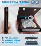 Cartera para hombre, tarjetero desplegable delgado con bloqueo RFID, billetera plegable minimalista con 9 ranuras para tarjetas, ventana de identificación y bolsillo para efectivo, funda de