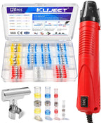 Kuject Mini pistola de calor, kit de conectores de alambre de sellado de soldadura, pistola de calor de doble temperatura de 350 W para tubos retráctiles, kit de reparación de alambre termorretráctil