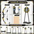TIGTECGAME - Paquete de 2 arcos y flechas para niños con objetivo desplegable de pie, juego de tiro con arco con luz LED, 20 flechas de ventosa y 2 carcajes, juguetes para interiores y exteriores y