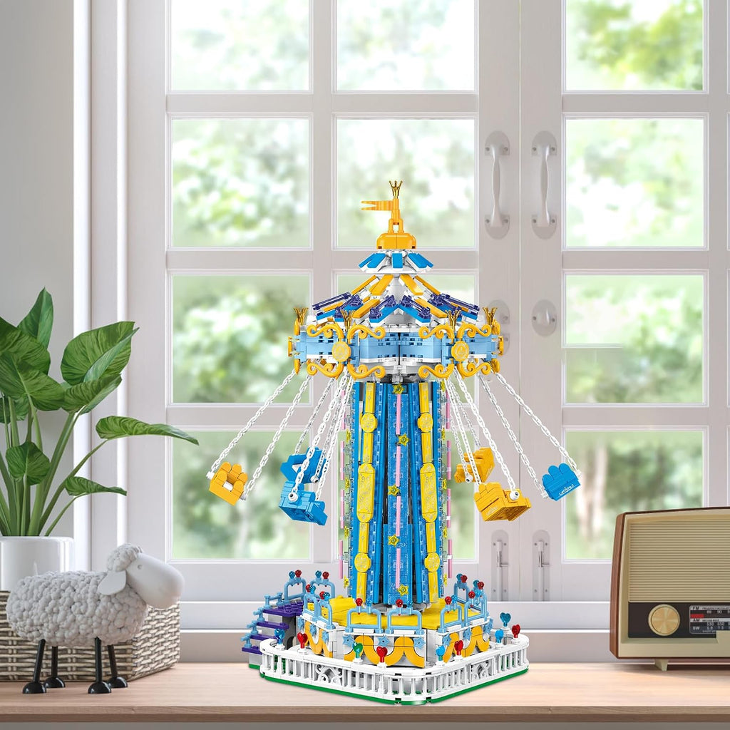 Juego de construcción Swing-Ride con control eléctrico motorizado, luz LED de parque de atracciones urbano, juguete para niños y niñas de 6, 7, 8 y 9+ años, regalos de cumpleaños para adultos