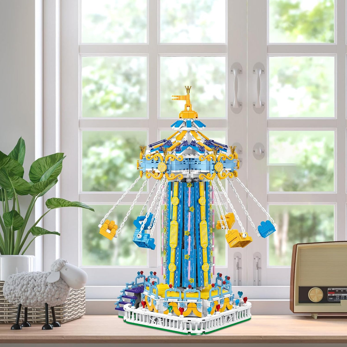 Juego de construcción Swing-Ride con control eléctrico motorizado, luz LED de parque de atracciones urbano, juguete para niños y niñas de 6, 7, 8 y 9+ años, regalos de cumpleaños para adultos