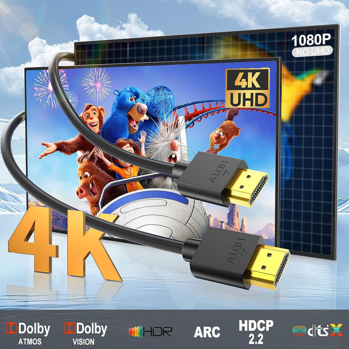 Cable HDMI de 3 pies, paquete de 10 unidades, cable HDMI 4K, 3 pies