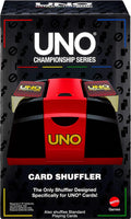 Mattel Games UNO Championship Series - Barajador de cartas para tarjetas UNO y compatible con barajas estándar, pulsador y baraja hasta 224 cartas