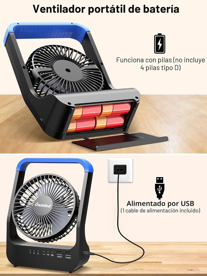 Gazeled F24 Ventilador alimentado por batería, ventilador de campin...