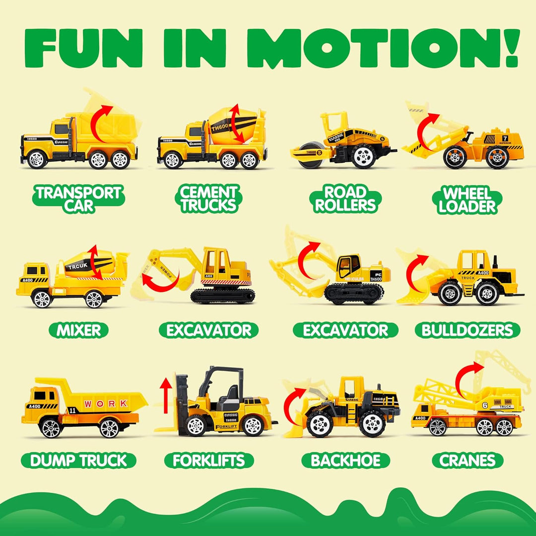 JOYIN Juego de camiones de construcción 25 en 1 para niños, 24 piez...