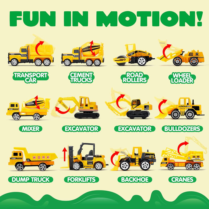JOYIN Juego de camiones de construcción 25 en 1 para niños, 24 piez...